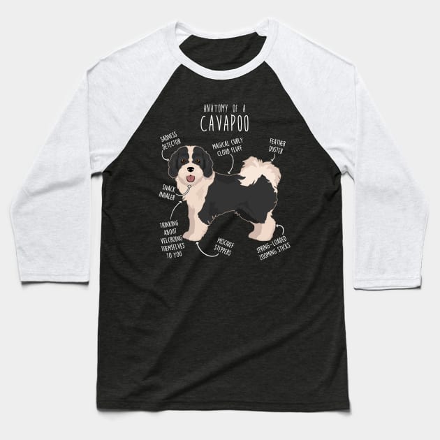 Parti Cavapoo Dog Anatomy Baseball T-Shirt by Psitta